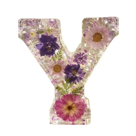 Letter Flower Transparent Flowers Resin Night Light Ornaments